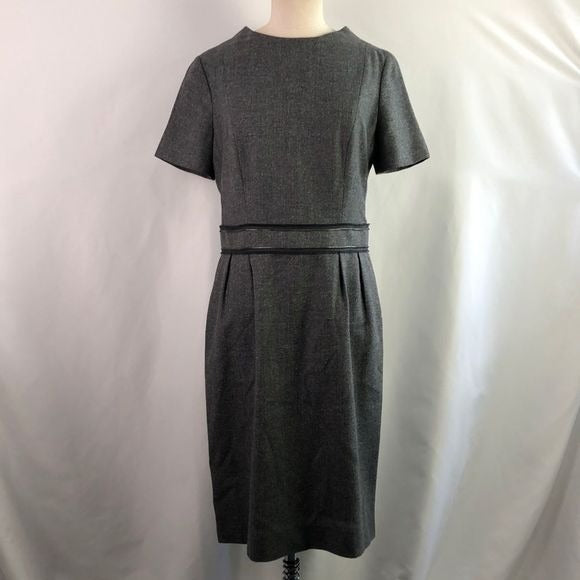 Yves St Laurent Grey Tweed with Zip Trim MIDI Dress