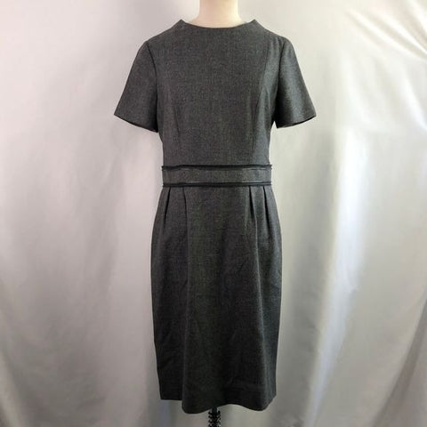 Yves St Laurent Grey Tweed with Zip Trim MIDI Dress
