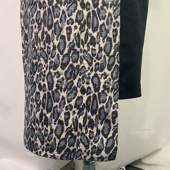 Stogova grey animal print black color block dress