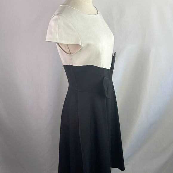 Paula Ka Black Ivory Bow Front Cap Sleeve