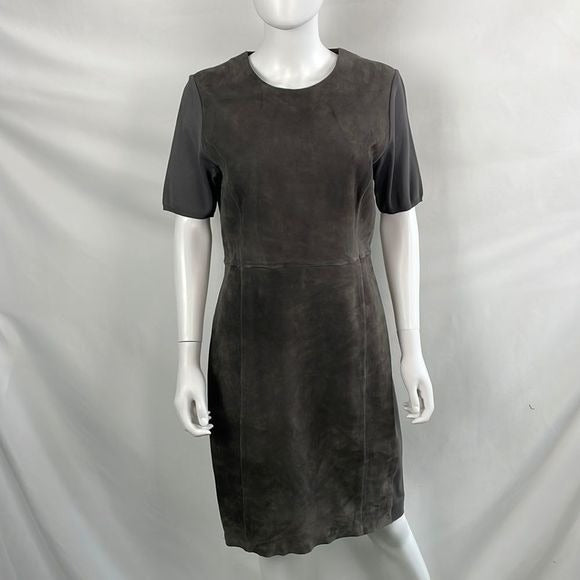 Elie Tahari Grey Suede Short Sleeve Dress