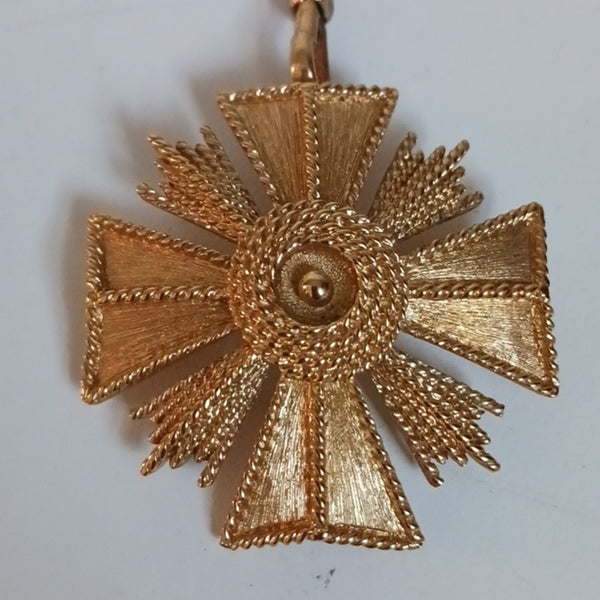 Monet Rare Vtg Maltese Cross Pendant Necklace