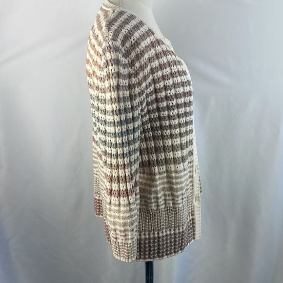 St. John Tan Striped Shell / Cardigan Sweat Set With Tank Top