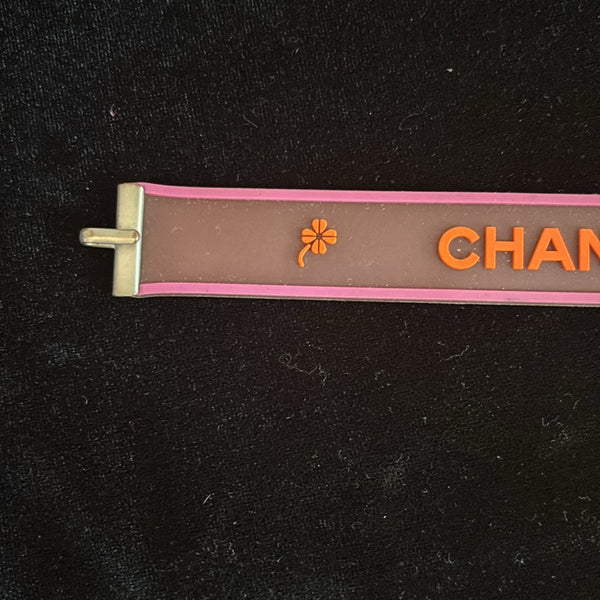 Vintage Chanel 2001 Camellia Silicone Logo Bracelet