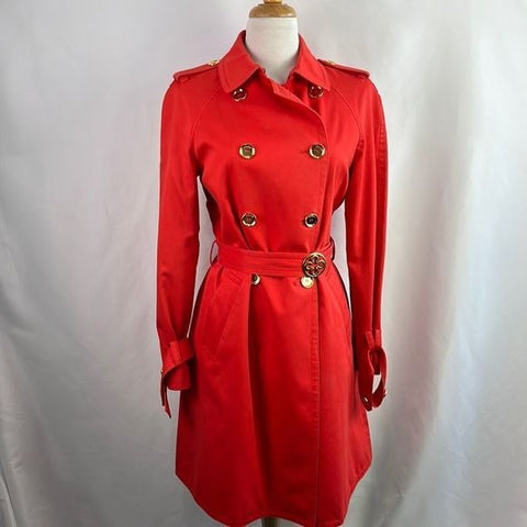 Coach Red Double Breasted Trench Coat