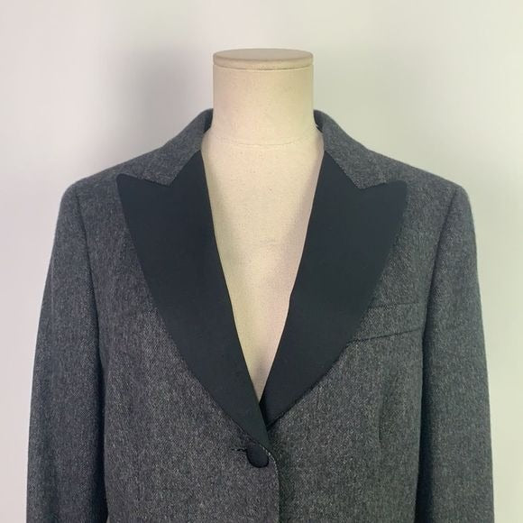 Max Mara Grey Virgin Wool w/ Black Trim Jacket