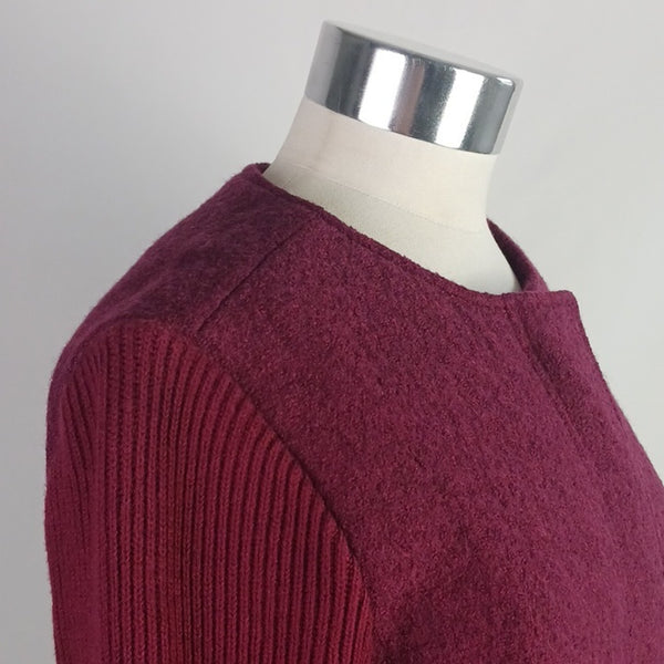 Talbots Wine 3/4 Knit Sleeves Coat