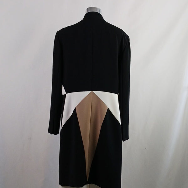 Per Se Black and Tan Long Sleeve Sheath Dress With Jacket