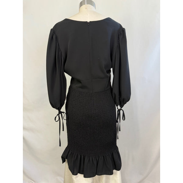 AMANDA UPRICHARD BLACK ELASTIC BOTTOM TIE SLEEVE DRESS