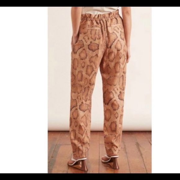 Mara Hoffman Tan Snake Paper Bag Tie Slacks