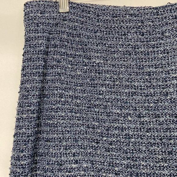 St John Blue Tweed w Zip Back Pockets Skirt