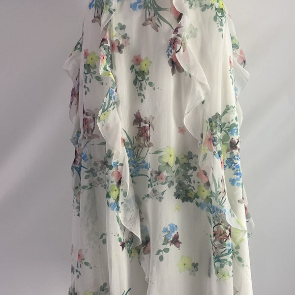 NWOT Ruffle Floral Midi Ted Baker Skirt