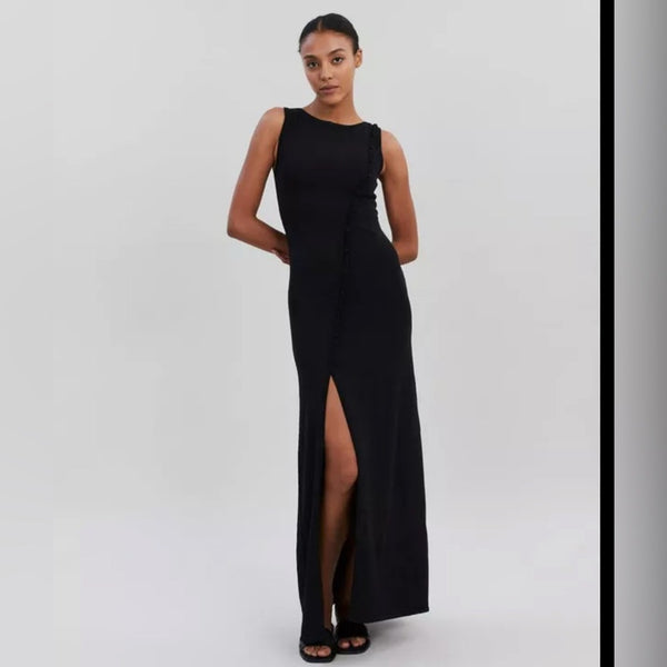Solid and Striped Black Mila Dress NEW