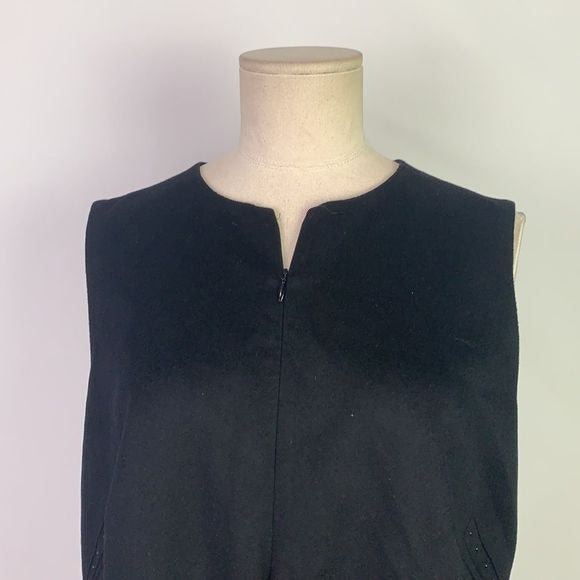 Akris Punto black sleeveless dress with beaded ribbed waist