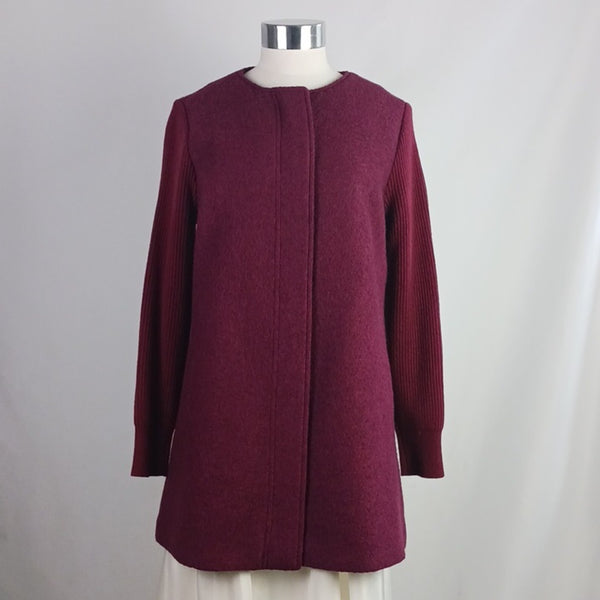 Talbots Wine 3/4 Knit Sleeves Coat