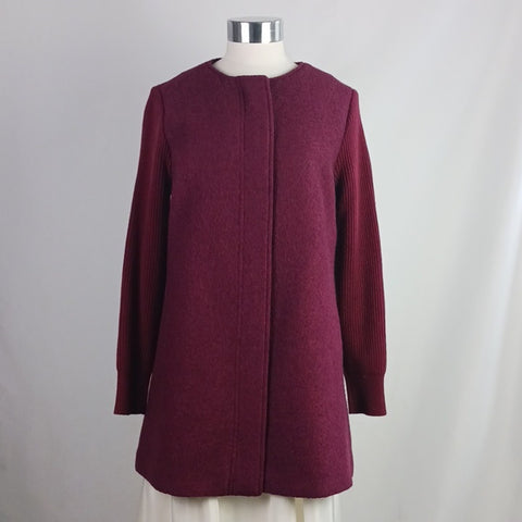 Talbots Wine 3/4 Knit Sleeves Coat