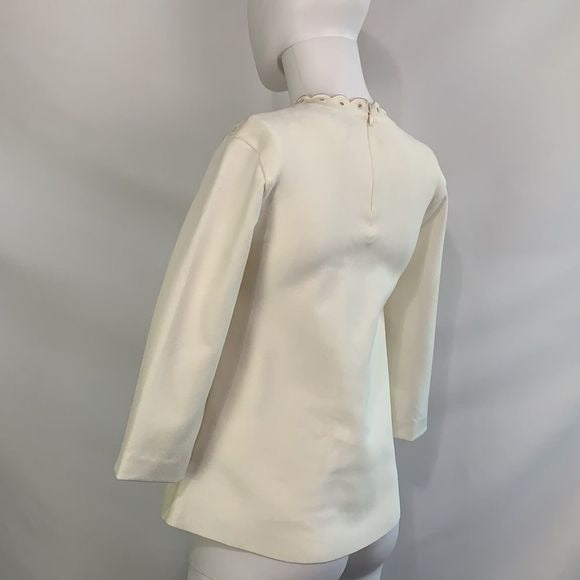 Valentino cream high neck open front top