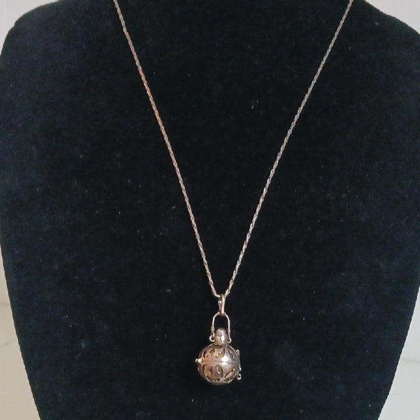 Vintage French Baby Rattle W Long Chain Necklace.