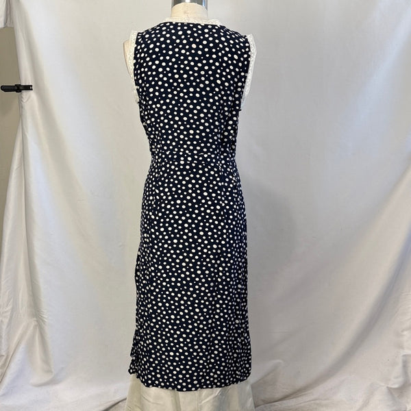 NWT J CREW Navy Dot with Lace Trim Dress