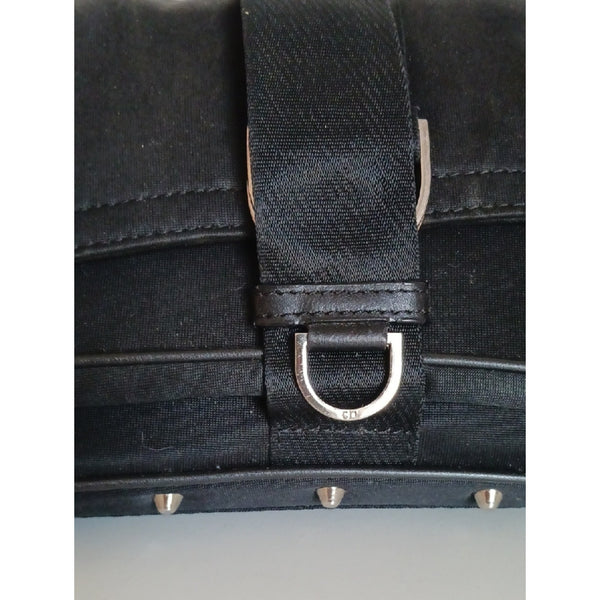 CHRISTIAN DIOR BLK JERSEY HARD CORE SHOULDER BAG.
