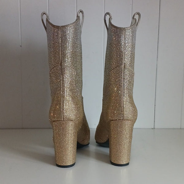 Daniel Diamond Gold Glitter Cowboy Boots.