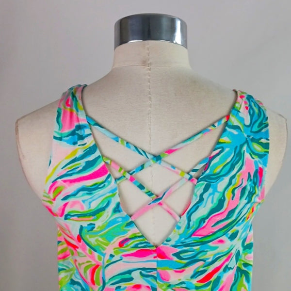 Lilly Pulitzer Bleu Print Dress Cross Back NWT Dress.