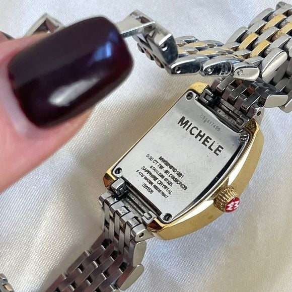 Michele gold and silver watch with diamonds