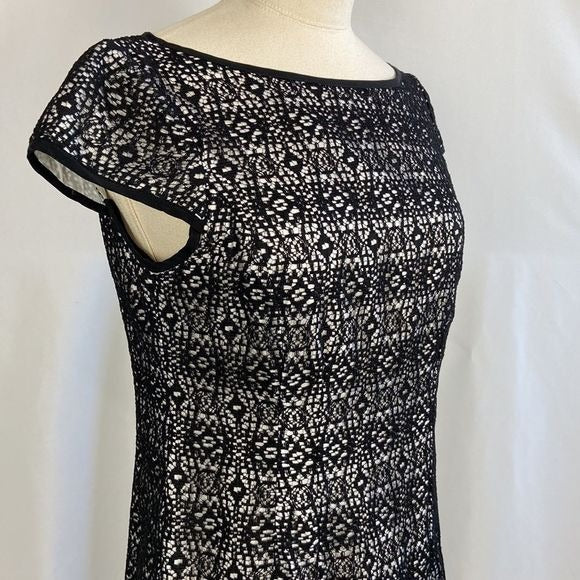 Nanette Lepore NYC Black Lace Cap Sleeve Dress