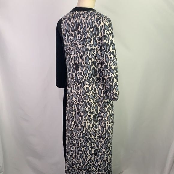 Stogova grey animal print black color block dress