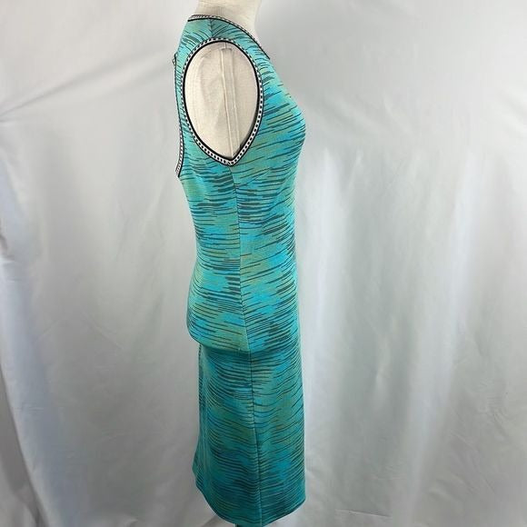 Missoni Turquoise Striped Open Back Knit Dress