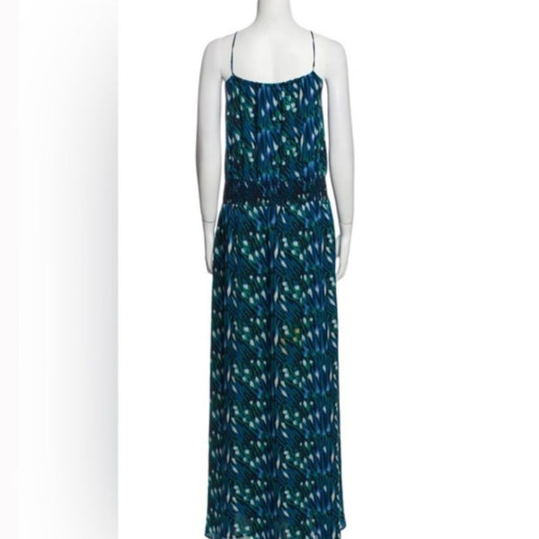 Tory Burch Blue Green Print Halter Maxi Dress