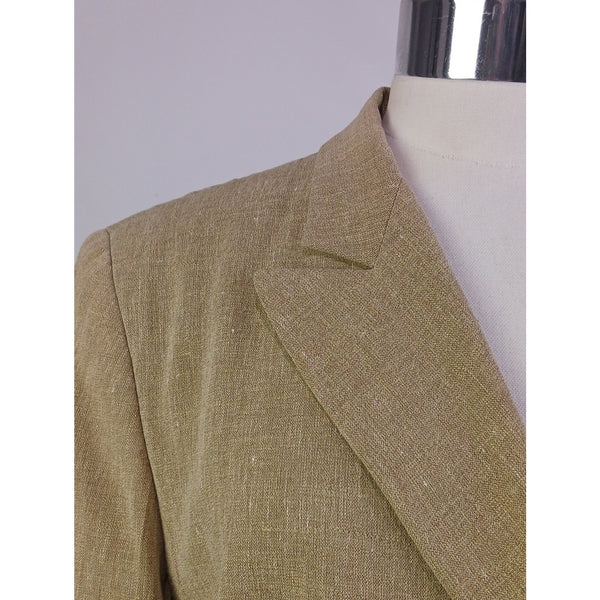 SALVATORE FERRAGAMO VINTAGE Linen Short Sleeve Jkt/Skirt Suit
