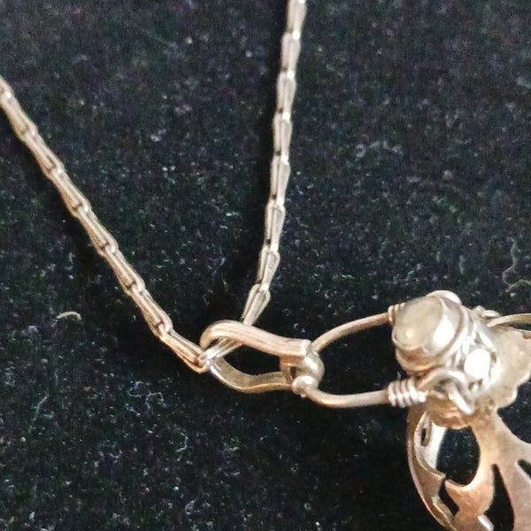 Vintage French Baby Rattle W Long Chain Necklace.