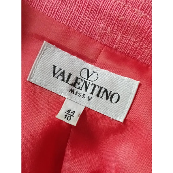 VALENTINO VTG RAW SILK CORAL ZIP FRONT / JACKET DRESS