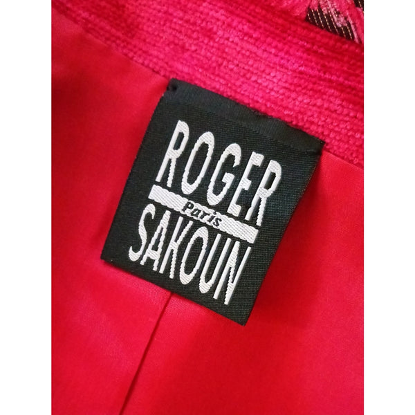 ROGER SAKOUN VINTAGE RED/METALLIC 3 PIECE SKIRT SUIT