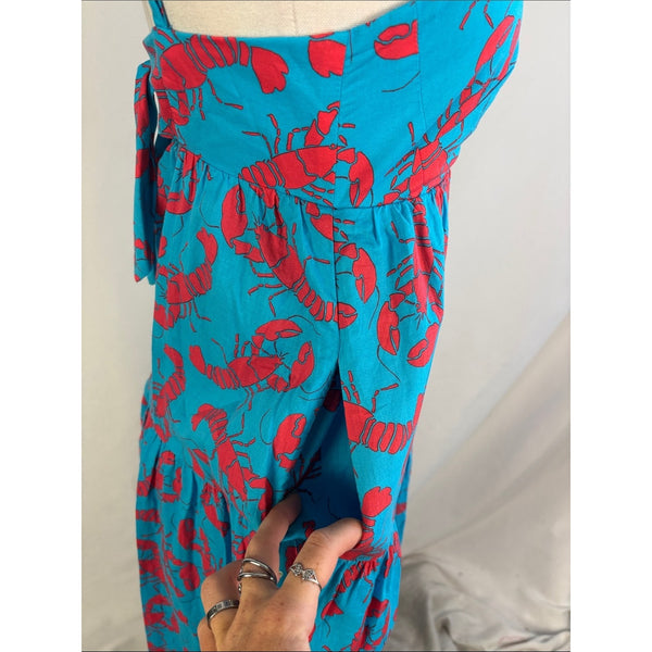 J CREW BLUE RED LOBSTER SUN DRESS