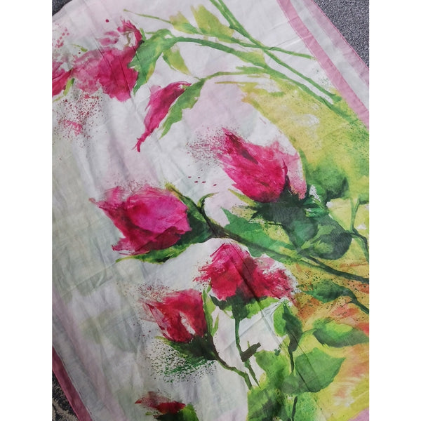 ESCADA PINK FLORAL PRINT COTTON SCARF