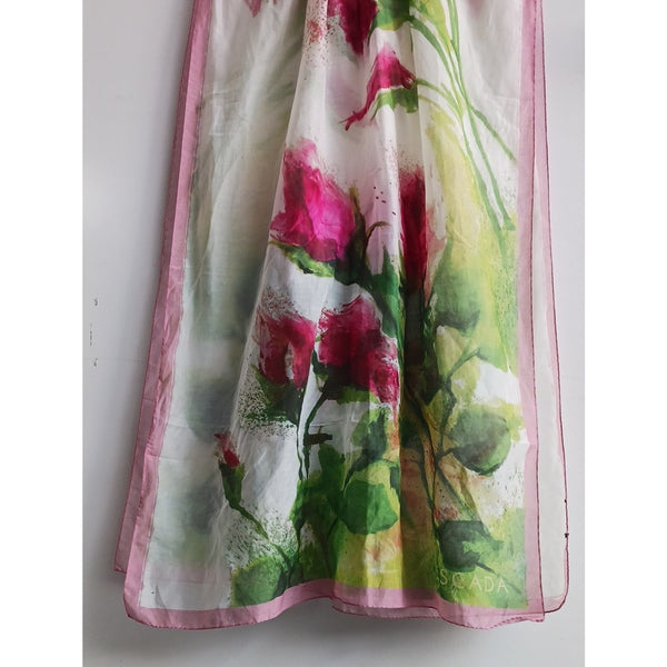 ESCADA PINK FLORAL PRINT COTTON SCARF