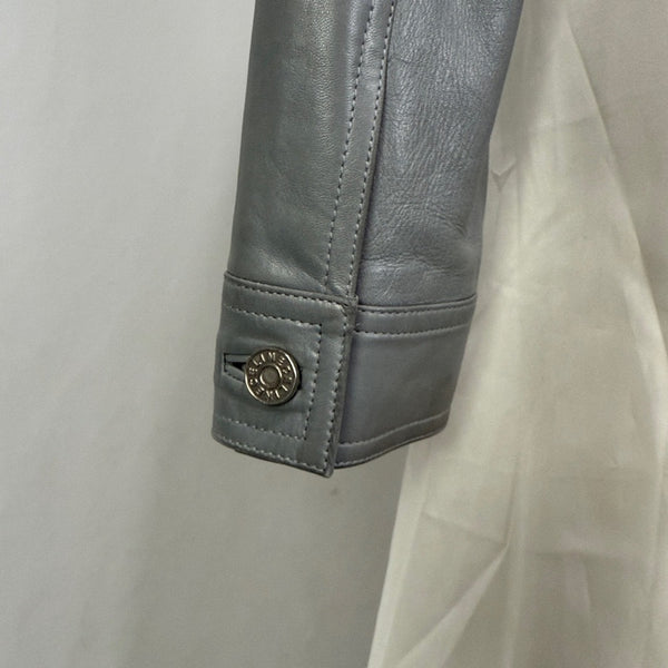CELINE Gray Leather Crop Vintage Jacket