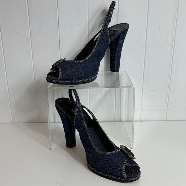 Biba Denim Heeled Sling Back Sandals
