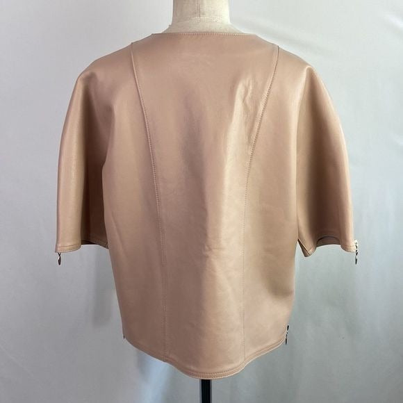 Stogova pink faux leather butterfly cutout jacket