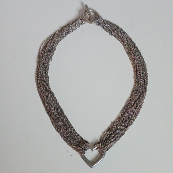 Tiffany & Co. Sterling Heart Multi-Strand Toggle Necklace.
