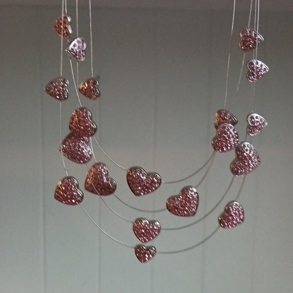 Suzanne Somers Multi Pink Hearts Necklace.