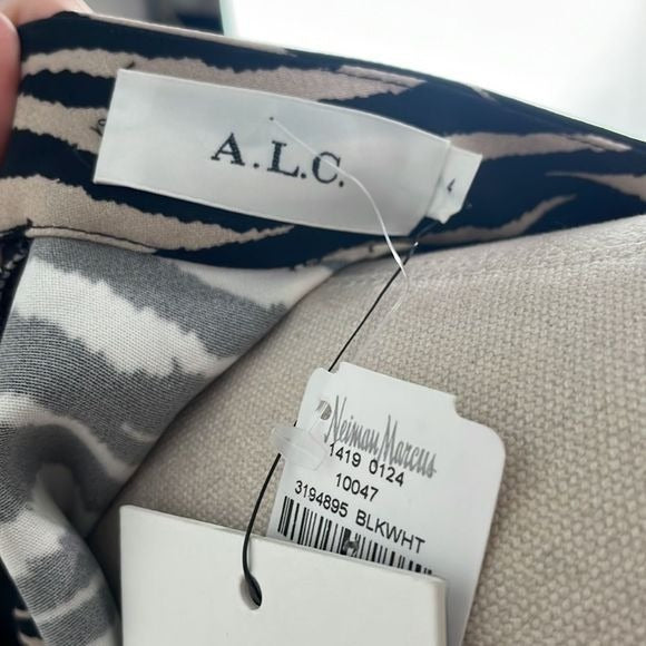 NWT ALC Animal Print Top w Black Pleated Bottom Dress
