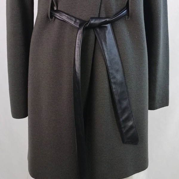Belford Gray Knit 3/4 W Leather Belt Jacket