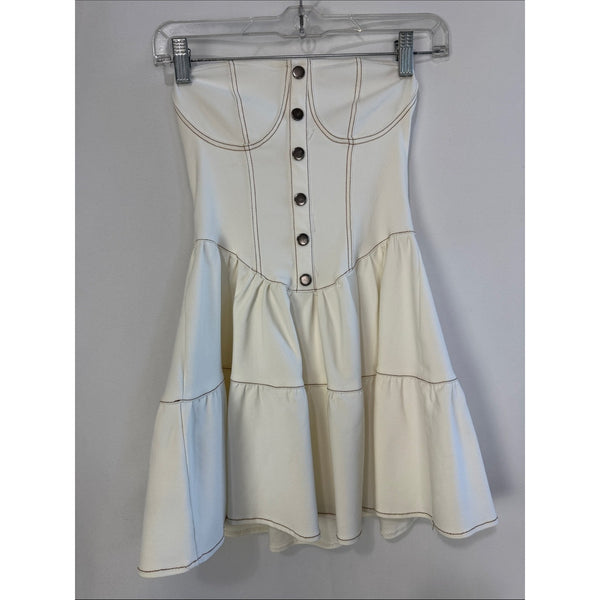 THE VINTAGE SHOP CREAM STRAPLESS MINI DRESS