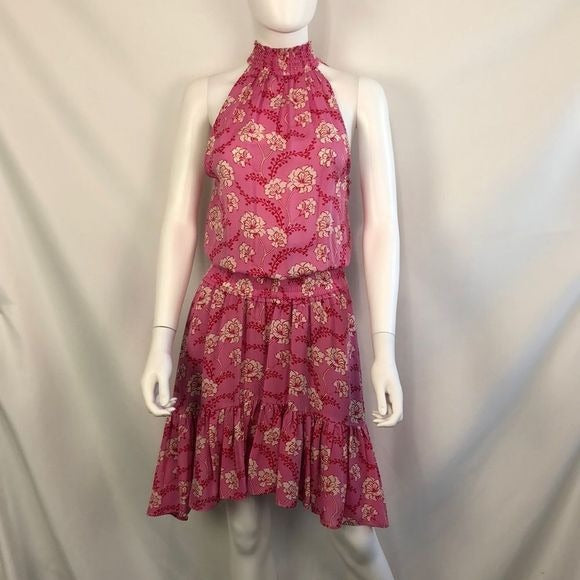 ALC NWT Pink Floral Hi-Neck Peasant Dress