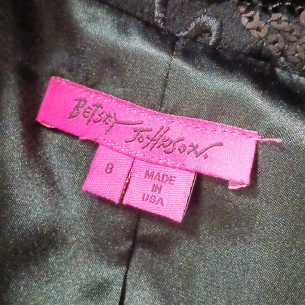 Betsey Johnson Vtg  Embr.Black Sequin 3/4 Jacket.