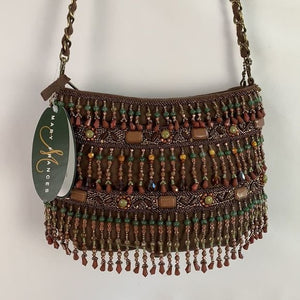 Mary Frances NWT Brown Suede Beaded Bag with Certification of Mary Frances