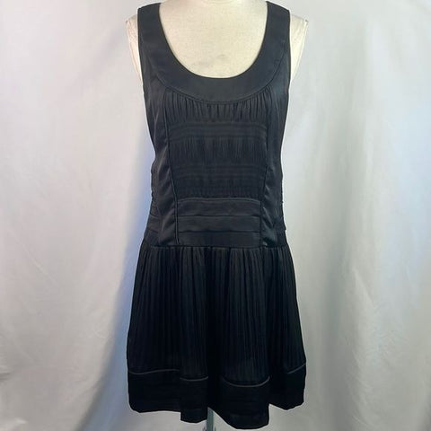 NWT D Von Furstenberg Black Pleated Drop Waist Dress